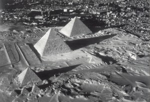 "Three Pyramids of Giza with Cairo" 1993