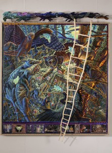 "Vespertine Sacrifice" 2006, oil on canvas with mixed media attachments, 65"x80"