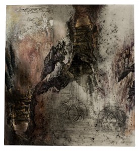 "The Hanging" 2004-2009, watercolor, ink, intaglio prints, charcoal, graphite, 26.75” x 24.75”